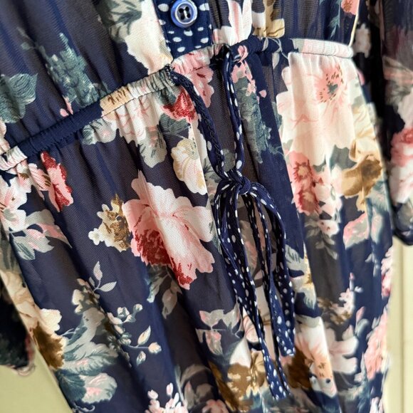 size 2X Siren Lily tie waist Floral Navy Maternity Tunic top blouse - Picture 4 of 6